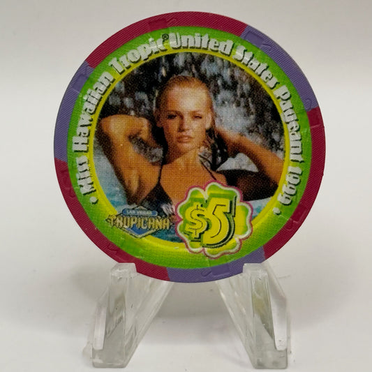 Tropicana Las Vegas Nevada 1999 'Miss Hawaiian Tropic' LE $5 Casino Chip V5858