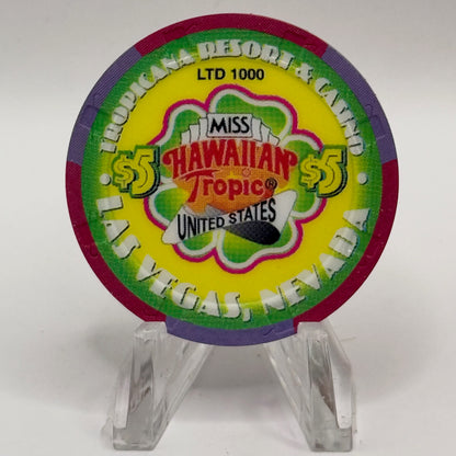 Tropicana Las Vegas Nevada 1999 'Miss Hawaiian Tropic' LE $5 Casino Chip V5858