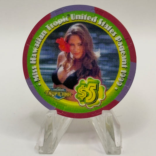 Tropicana Las Vegas Nevada 1999 'Miss Hawaiian Tropic ' LE $5 Casino Chip V5857