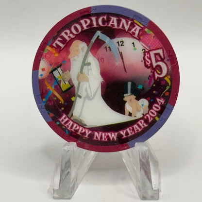 Tropicana Las Vegas Nevada 2004 'Happy New Year' LE $5 Casino Chip E2861