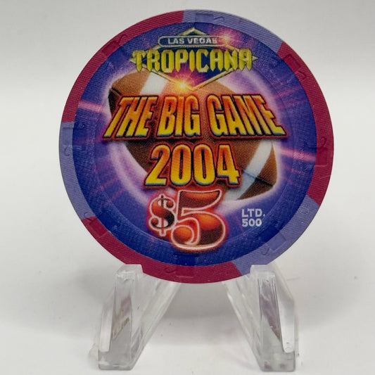 Tropicana Las Vegas Nevada 2004 'Big Game Day, Superbowl XXXVIIII' LE $5 Casino Chip E2848