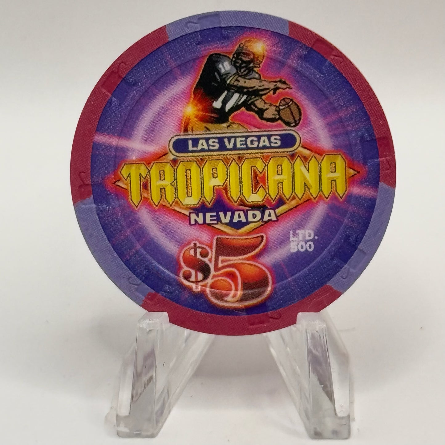 Tropicana Las Vegas Nevada 2004 'Big Game Day, Superbowl XXXVIIII' LE $5 Casino Chip E2848