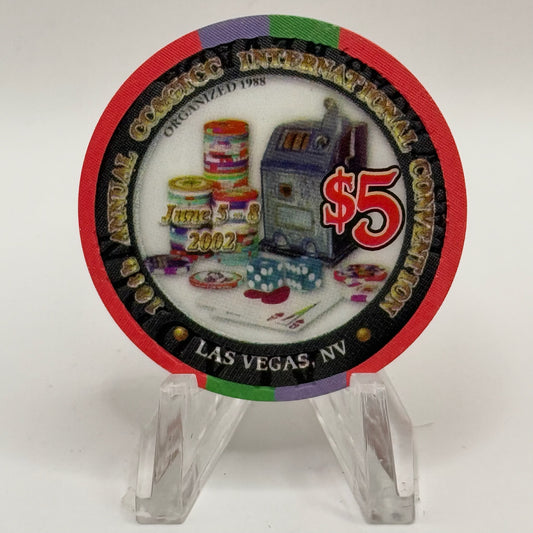 Aladdin Resort & Casino Las Vegas Nevada 2002 '10th Anniversary CC&GTCC' LE $5 Casino Chip E0012