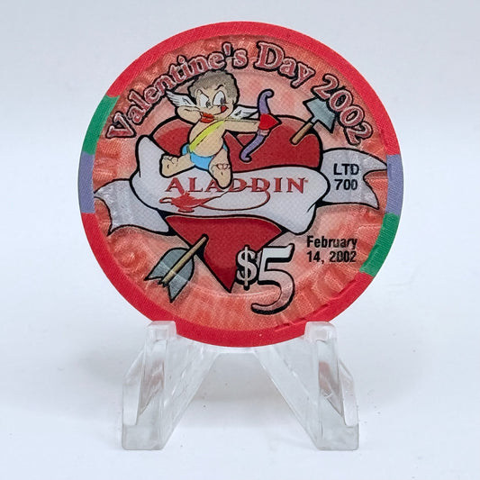 Aladdin Resort & Casino Las Vegas Nevada 2002 'Valentine's Day' LE $5 Casino Chip V7818