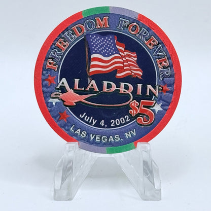Aladdin Resort & Casino Las Vegas Nevada 'Fourth of July'  2002 LE $5 Casino Chip E0015