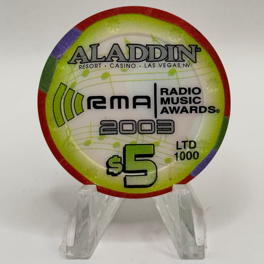 Aladdin Resort & Casino Las Vegas Nevada 2003 'Radio Music Awards' LE $5 Casino Chip E0019