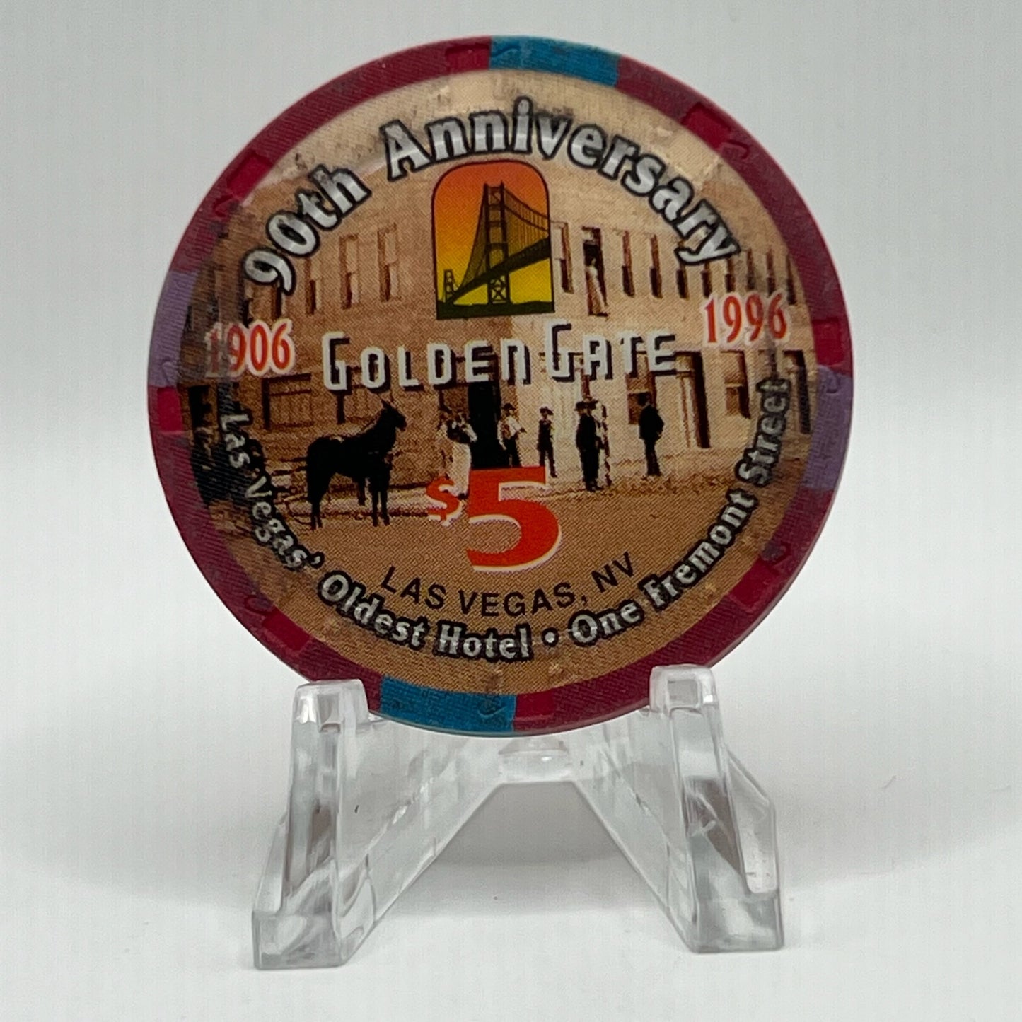 Golden Gate Las Vegas NV 1996 LE $5 Chip N8451