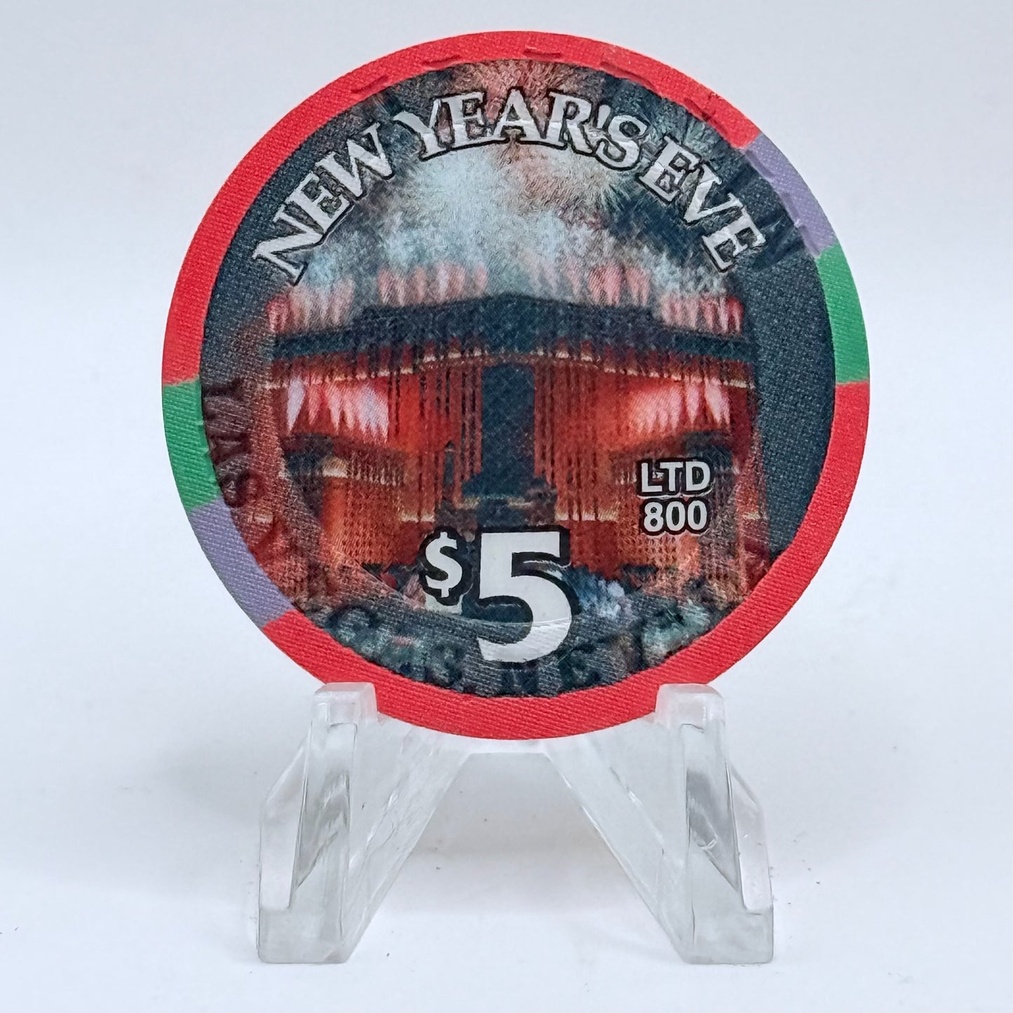 Aladdin Resort & Casino Las Vegas Nevada 2002 'New Years' LE $5 Casino Chip V7813