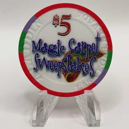Aladdin Resort & Casino Las Vegas Nevada 2001 'Magic Carpet Sweepstakes' LE $5 Casino Chip V7817