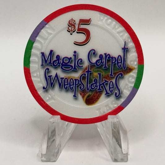 Aladdin Resort & Casino Las Vegas Nevada 2001 'Magic Carpet Sweepstakes' LE $5 Casino Chip V7817