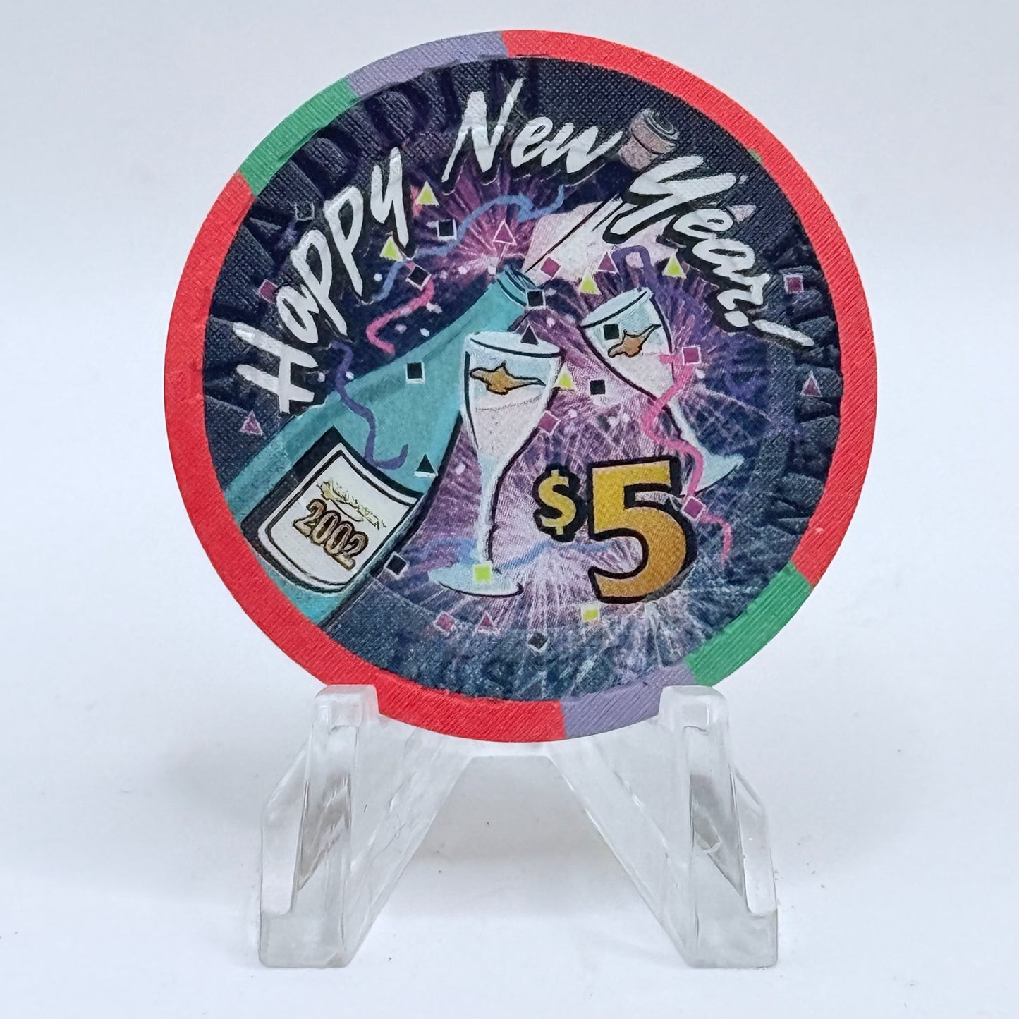 Aladdin Resort & Casino Las Vegas Nevada 2002 'New Years' LE $5 Casino Chip V7813