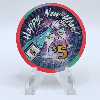 Aladdin Resort & Casino Las Vegas Nevada 2002 'New Years' LE $5 Casino Chip V7813
