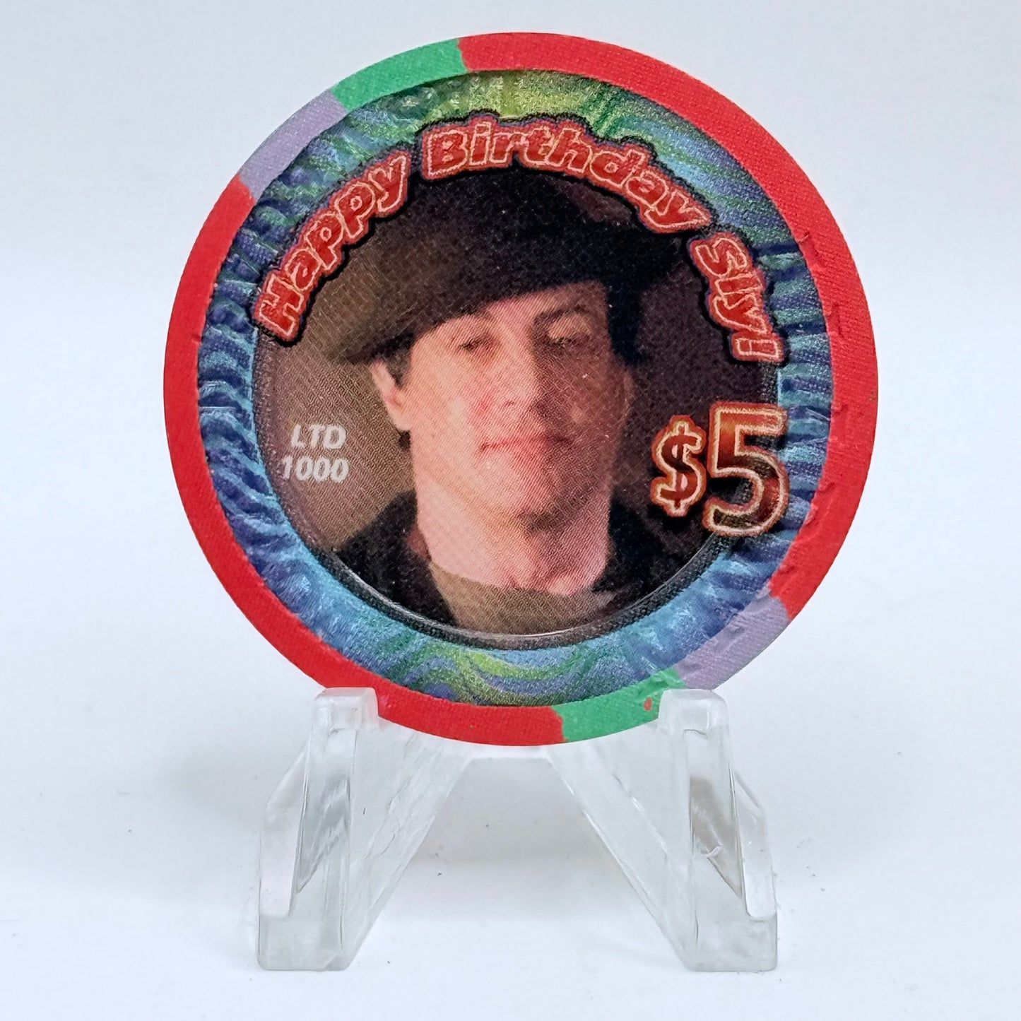 Aladdin Resort & Casino Las Vegas Nevada 2006 'Happy Birthday Sly' LE $5 Casino Chip E7737