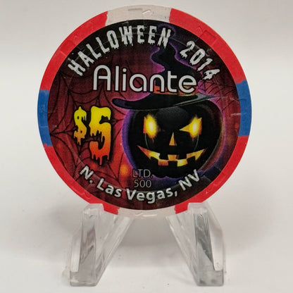Aliante Casino + Hotel N. Las Vegas Nevada 2014 'Halloween' LE $5 Casino Chip D1784