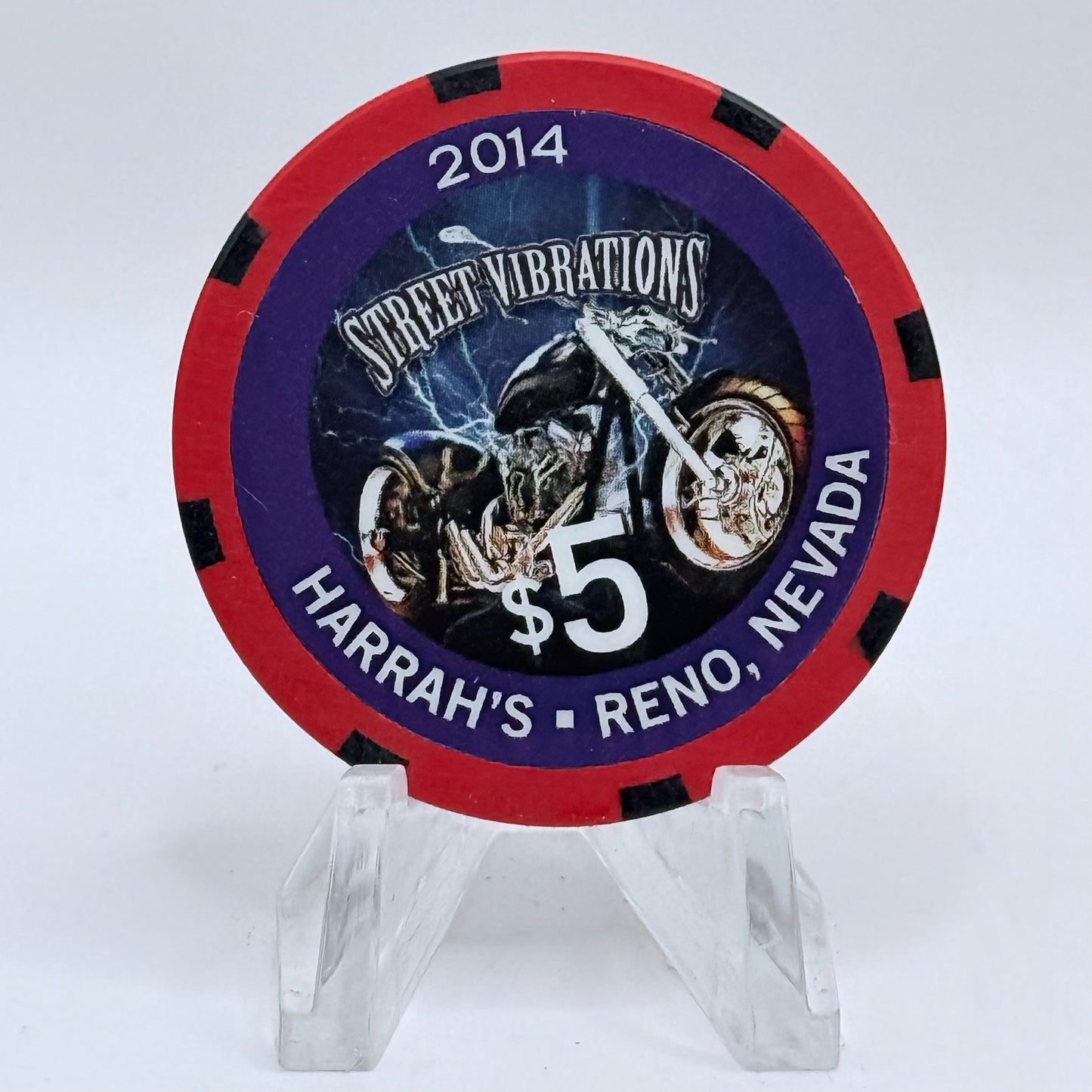 Harrah's Reno Nevada 2014 'Street Vibrations' LE $5 Casino Chip D1640