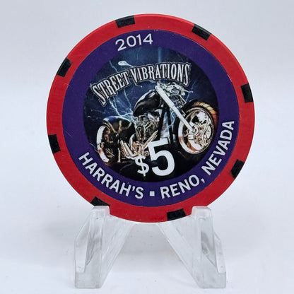 Harrah's Reno Nevada 2014 'Street Vibrations' LE $5 Casino Chip D1640