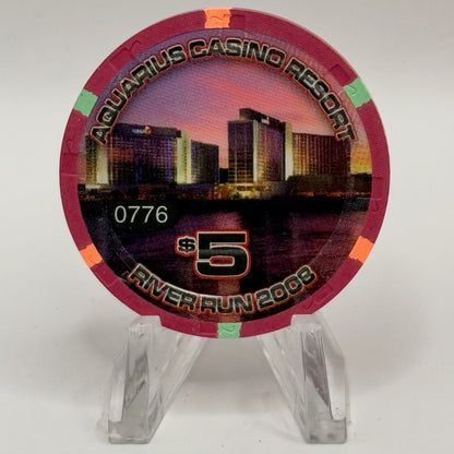 Aquarius Laughlin Nevada 2008 'River Run' LE $5 Casino Chip E8463