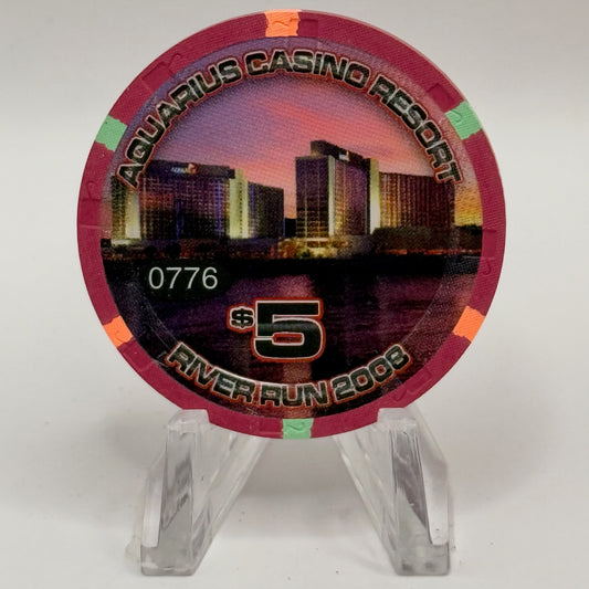 Aquarius Laughlin Nevada 2008 'River Run' LE $5 Casino Chip E8463