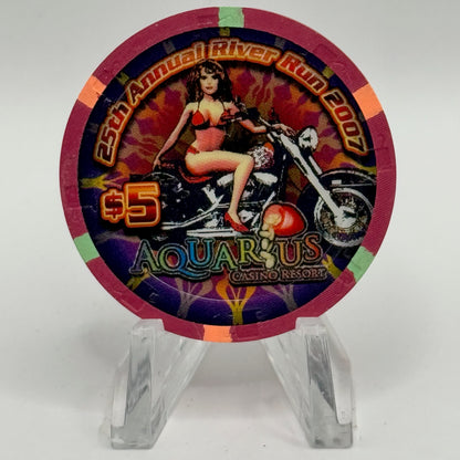 Aquarius Laughlin Nevada 2007 '25th Annual River Run' LE $5 Casino Chip E8462