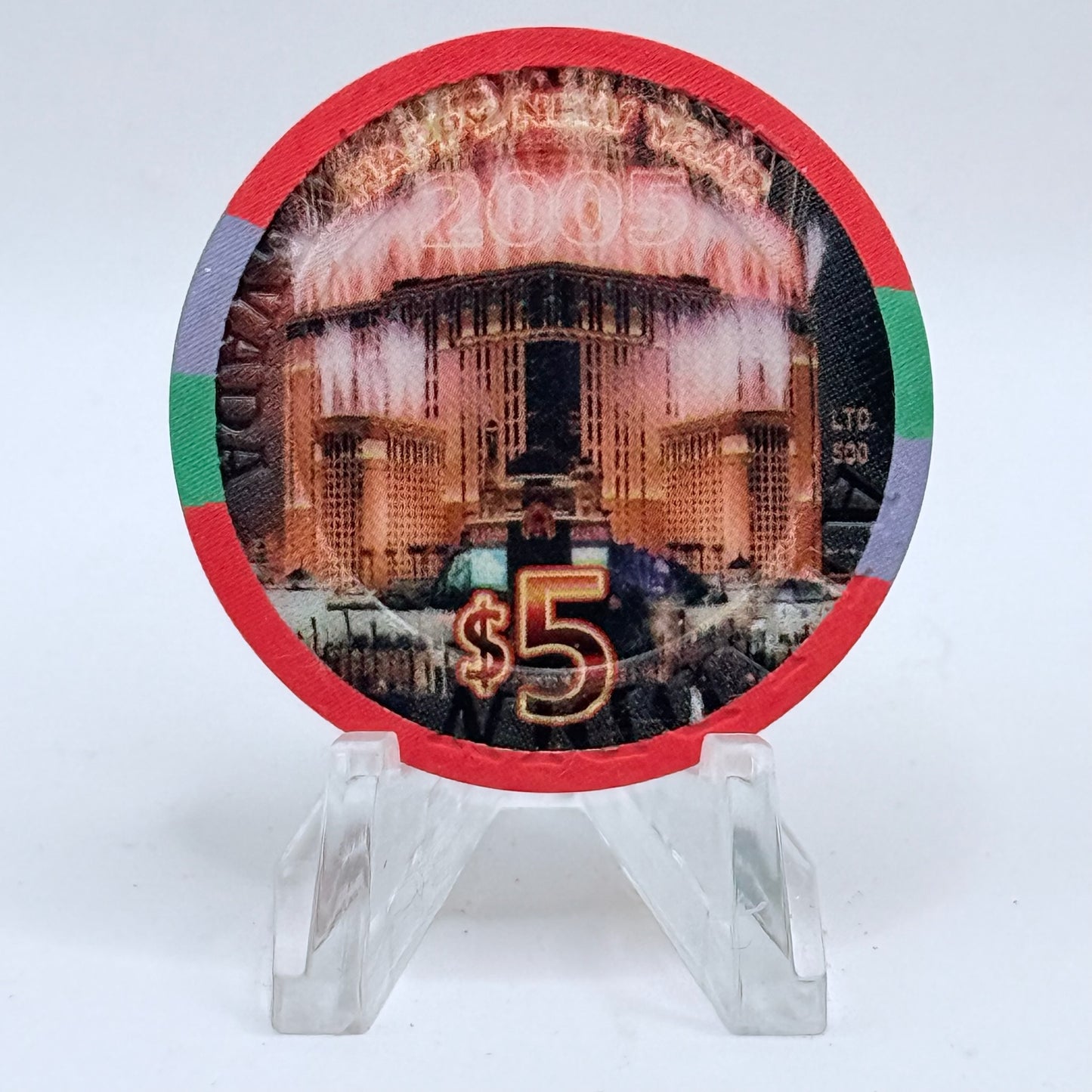 Aladdin Resort & Casino Las Vegas Nevada 2005 'Happy New Year' LE $5 Casino Chip E4190