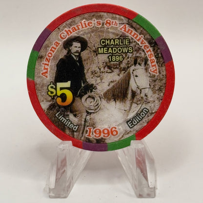 Arizona Charlie's Decatur (West) Las Vegas Nevada 1996 '8th Anniversary' LE $5 Casino Chip N5699