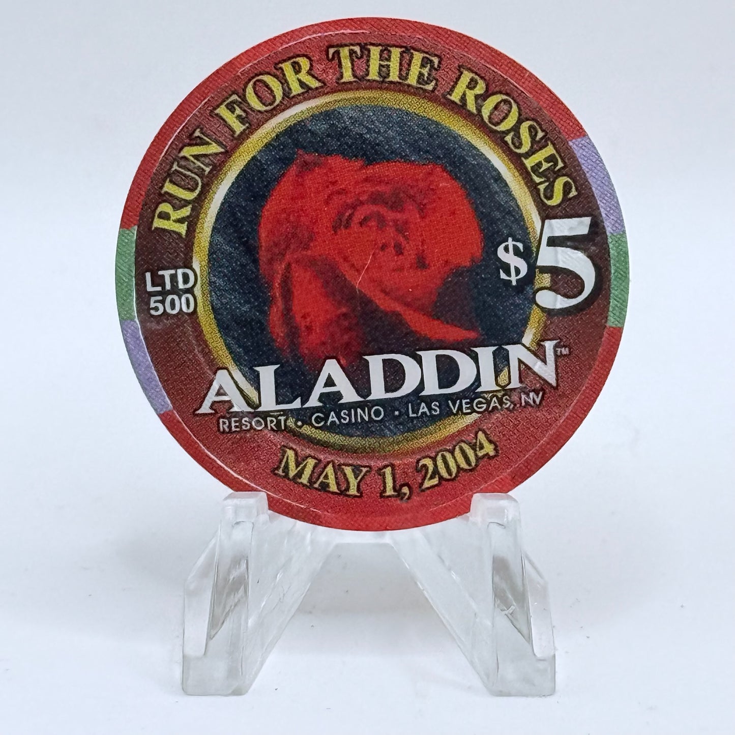 Aladdin Resort & Casino Las Vegas Nevada 2004 'Run For The Roses' LE $5 Casino Chip E3238