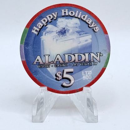 Aladdin Resort & Casino Las Vegas Nevada 2004 'Happy Holidays & Happy New Year' LE $5 Casino Chip E0018