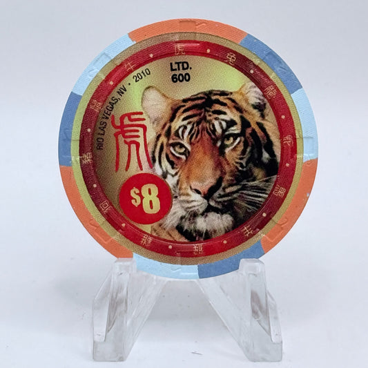 Rio Las Vegas Nevada 2010 'Year Of The Tiger' LE $8 Casino Chip E9560