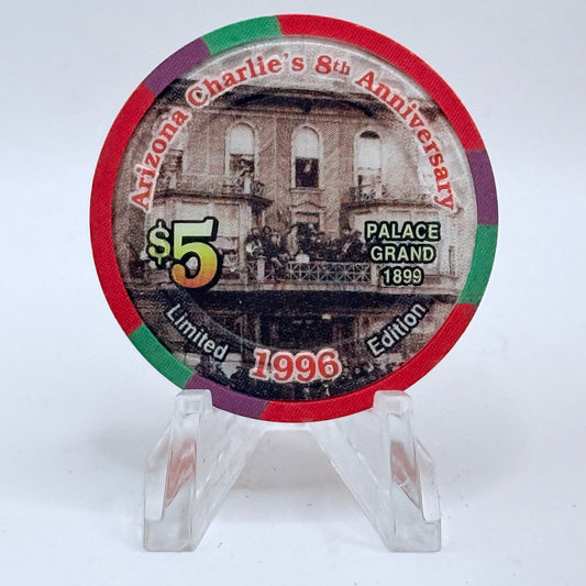 Arizona Charlie's Decatur (West) Las Vegas Nevada 1996 '8th Anniversary' LE $5 Casino Chip N6433