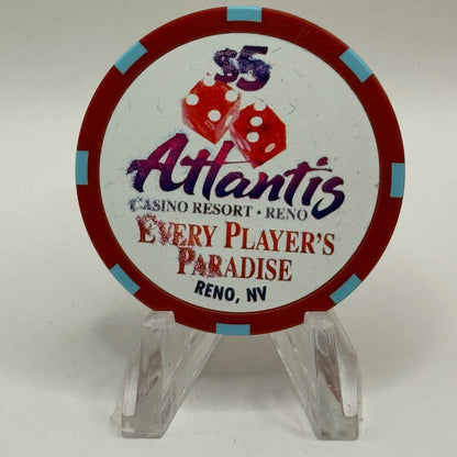 Atlantis Reno Nevada 1997 'Hot August Nights - Every Player's Paradise' LE $5 Casino Chip N9281
