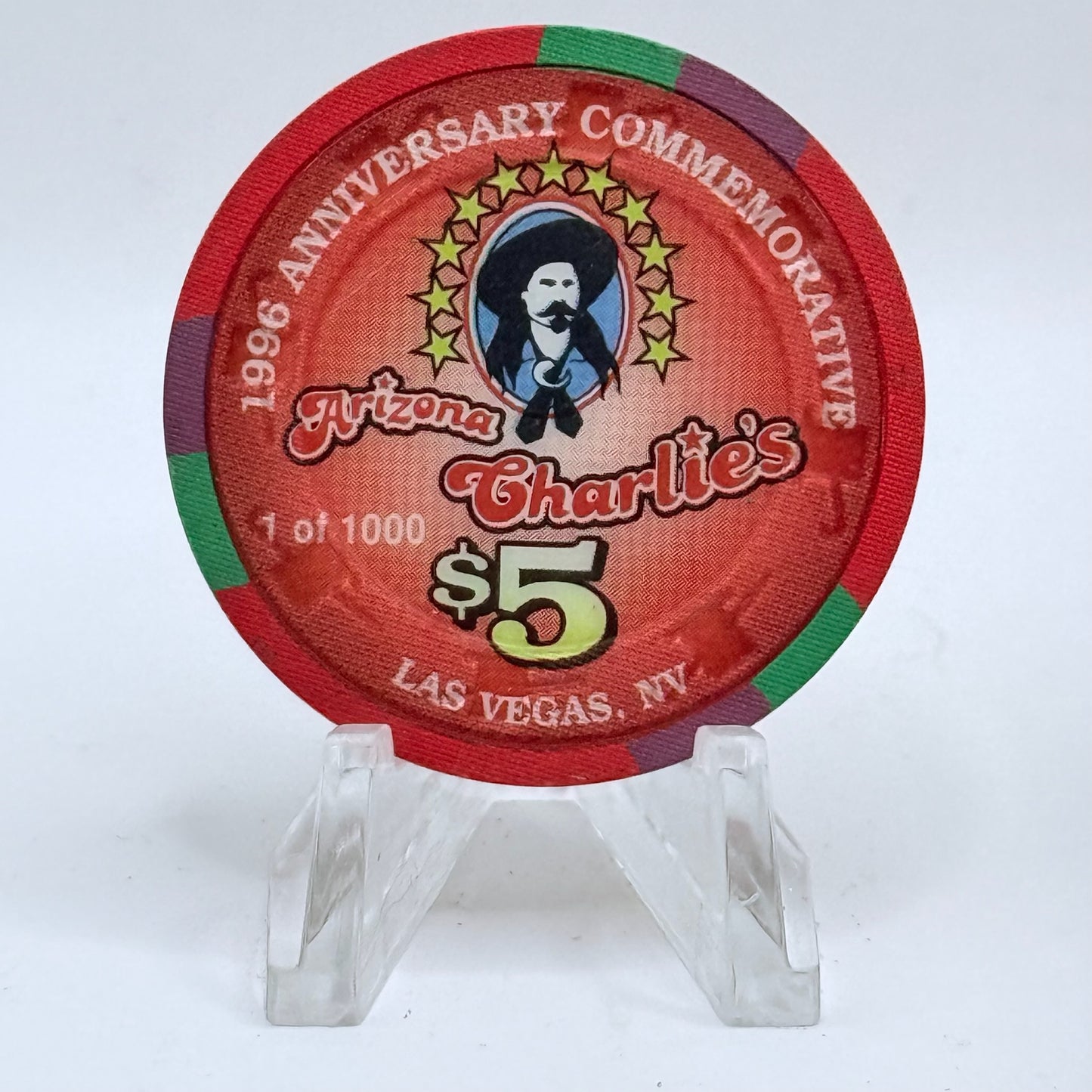 Arizona Charlie's Decatur (West) Las Vegas Nevada 1996 '8th Anniversary' LE $5 Casino Chip N6433