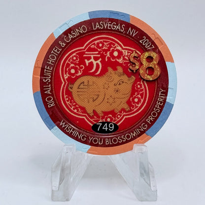 Rio Las Vegas Nevada 2007 'Year Of The Pig' LE $8 Casino Chip E8282