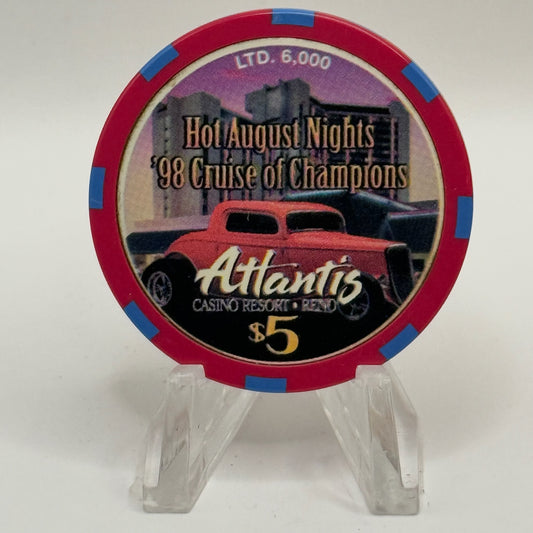 Atlantis Reno Nevada 1998 'Hot August Nights - Every Player's Paradise' LE $5 Casino Chip V2043