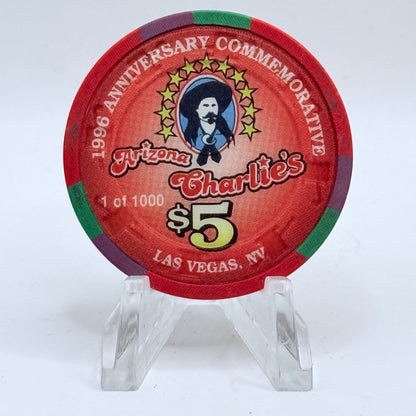 Arizona Charlie's Decatur (West) Las Vegas Nevada 1996 '8th Anniversary, Charles Henson' LE $5 Casino Chip N4875