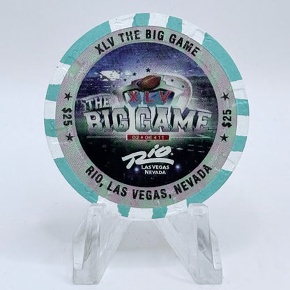 Rio Las Vegas Nevada 2011 'The Big Game Superbowl XLV' LE $25 Casino Chip D0034