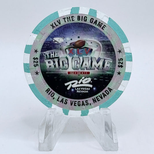 Rio Las Vegas Nevada 2011 'The Big Game Superbowl XLV' LE $25 Casino Chip D0034