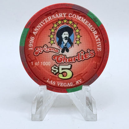 Arizona Charlie's Decatur (West) Las Vegas Nevada 1996 '8th Anniversary, Charles Meadows' LE $5 Casino Chip N5662