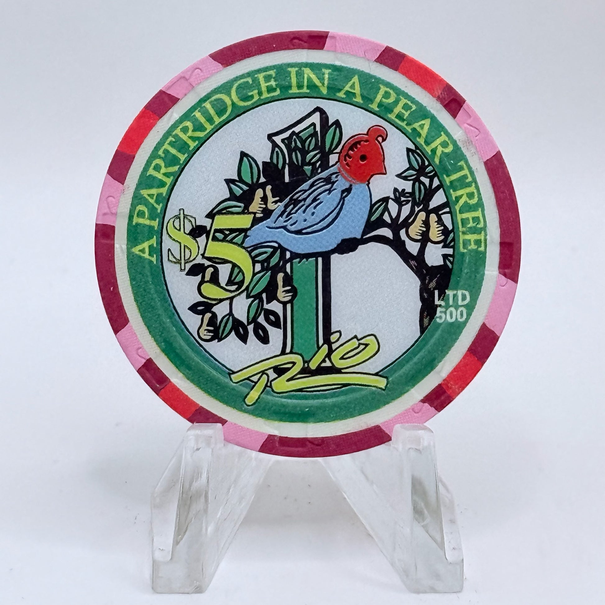 Rio Las Vegas Nevada 2003 'Partridge In A Pear Tree' Series 4 LE $5 Casino Chip E2308