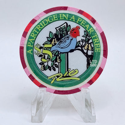 Rio Las Vegas Nevada 2003 'Partridge In A Pear Tree' Series 4 LE $5 Casino Chip E2308
