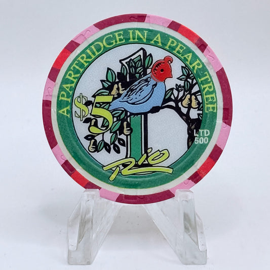 Rio Las Vegas Nevada 2003 'Partridge In A Pear Tree' Series 4 LE $5 Casino Chip E2308