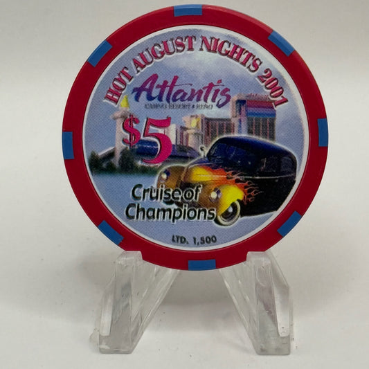 Atlantis Reno Nevada 2001 'Hot August Nights - 15th Anniversary' LE $5 Casino Chip V7894