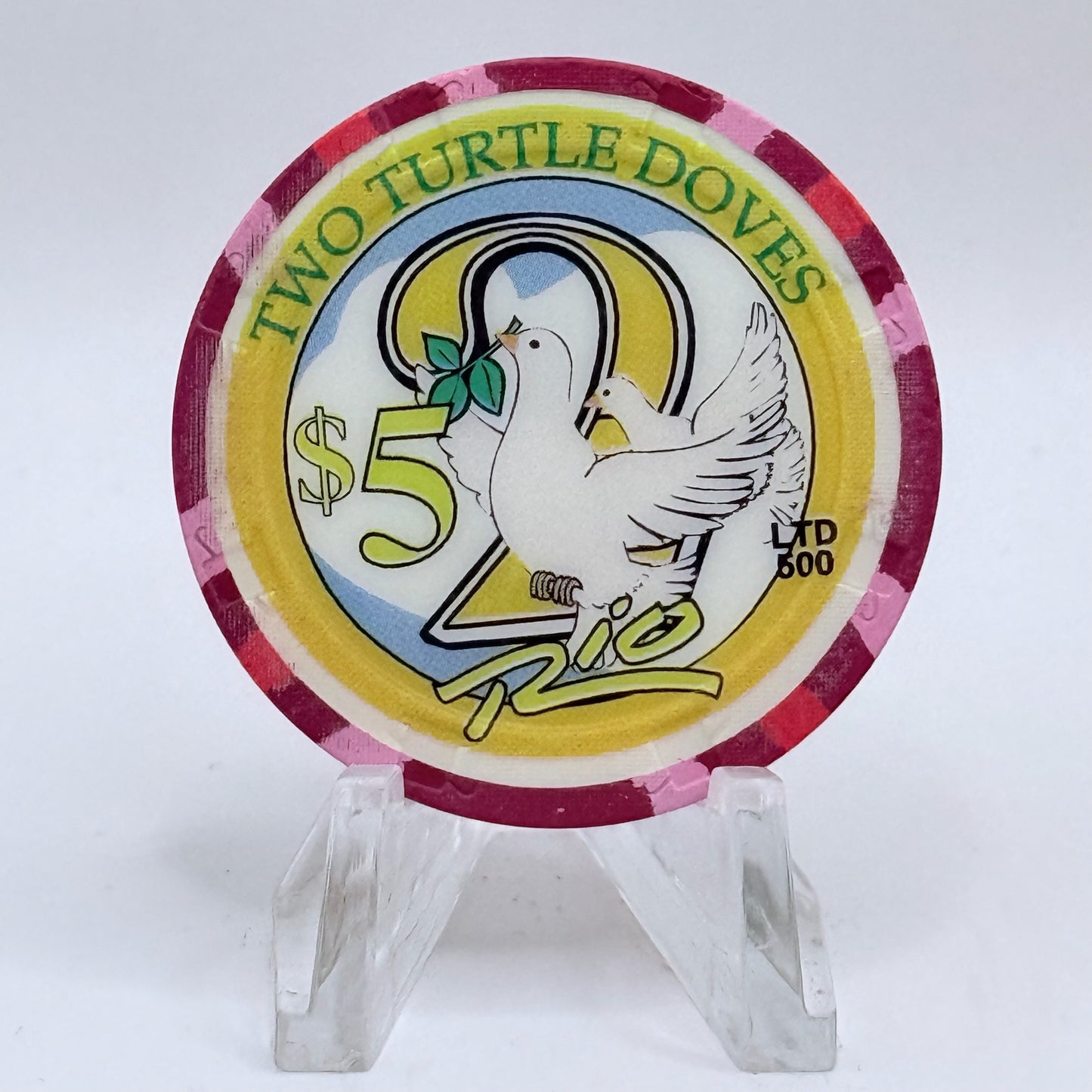 Rio Las Vegas Nevada 2003 'Turtle Doves' Series 4 LE $5 Casino Chip E2314