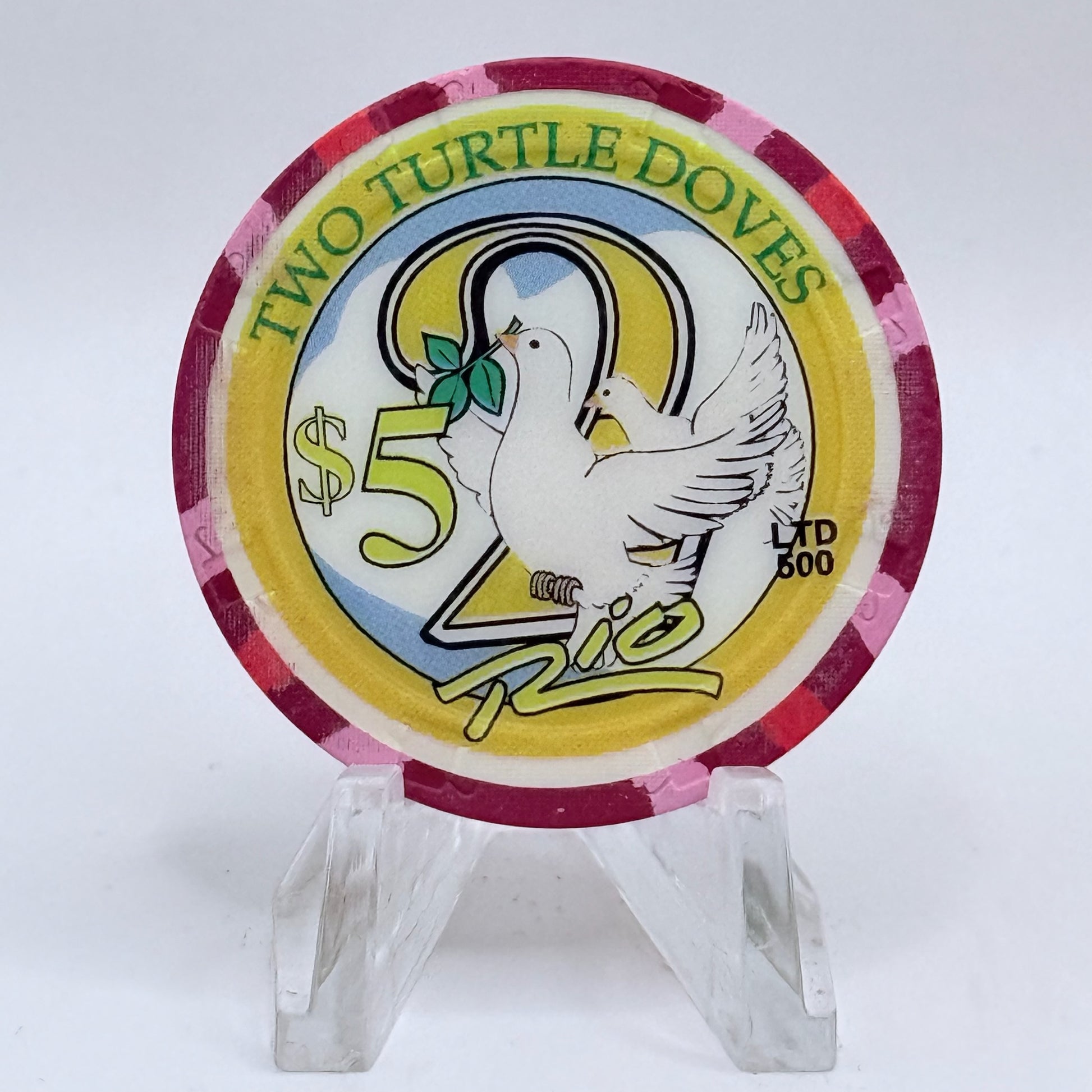 Rio Las Vegas Nevada 2003 'Turtle Doves' Series 4 LE $5 Casino Chip E2314