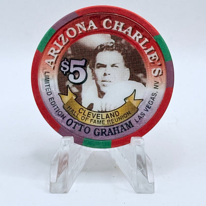 Arizona Charlie's Decatur (West) Las Vegas Nevada 1996 'Cleveland Hall Of Fame Reunion, Otto Graham' LE $5 Casino Chip N7949