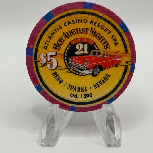 Atlantis Reno Nevada 2007 'Hot August Nights - Cruise of Champions' LE $5 Casino Chip E6456