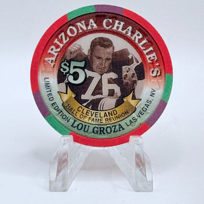 Arizona Charlie's Decatur (West) Las Vegas Nevada 1996 'Cleveland Hall Of Fame Reunion, Lou Groza' LE $5 Casino Chip N7948