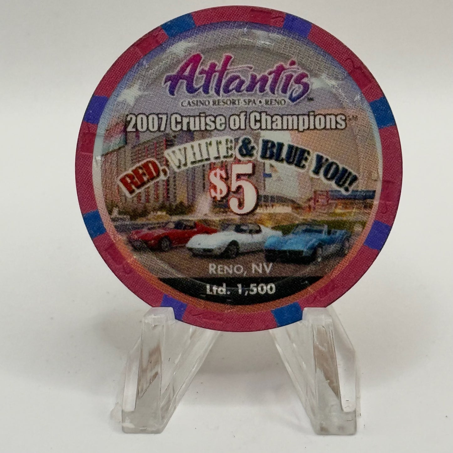 Atlantis Reno Nevada 2007 'Hot August Nights - Cruise of Champions' LE $5 Casino Chip E6456