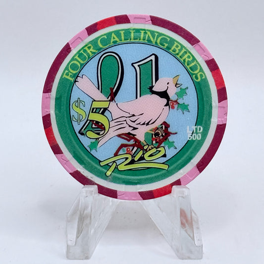 Rio Las Vegas Nevada 2003 'Four Calling Birds' Series 4 LE $5 Casino Chip E2306