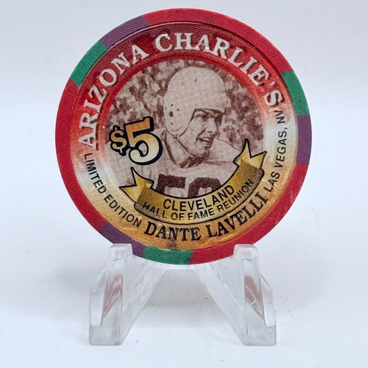 Arizona Charlie's Decatur (West) Las Vegas Nevada 1996 'Cleveland Hall Of Fame Reunion, Dante Lavelli' LE $5 Casino Chip N7379