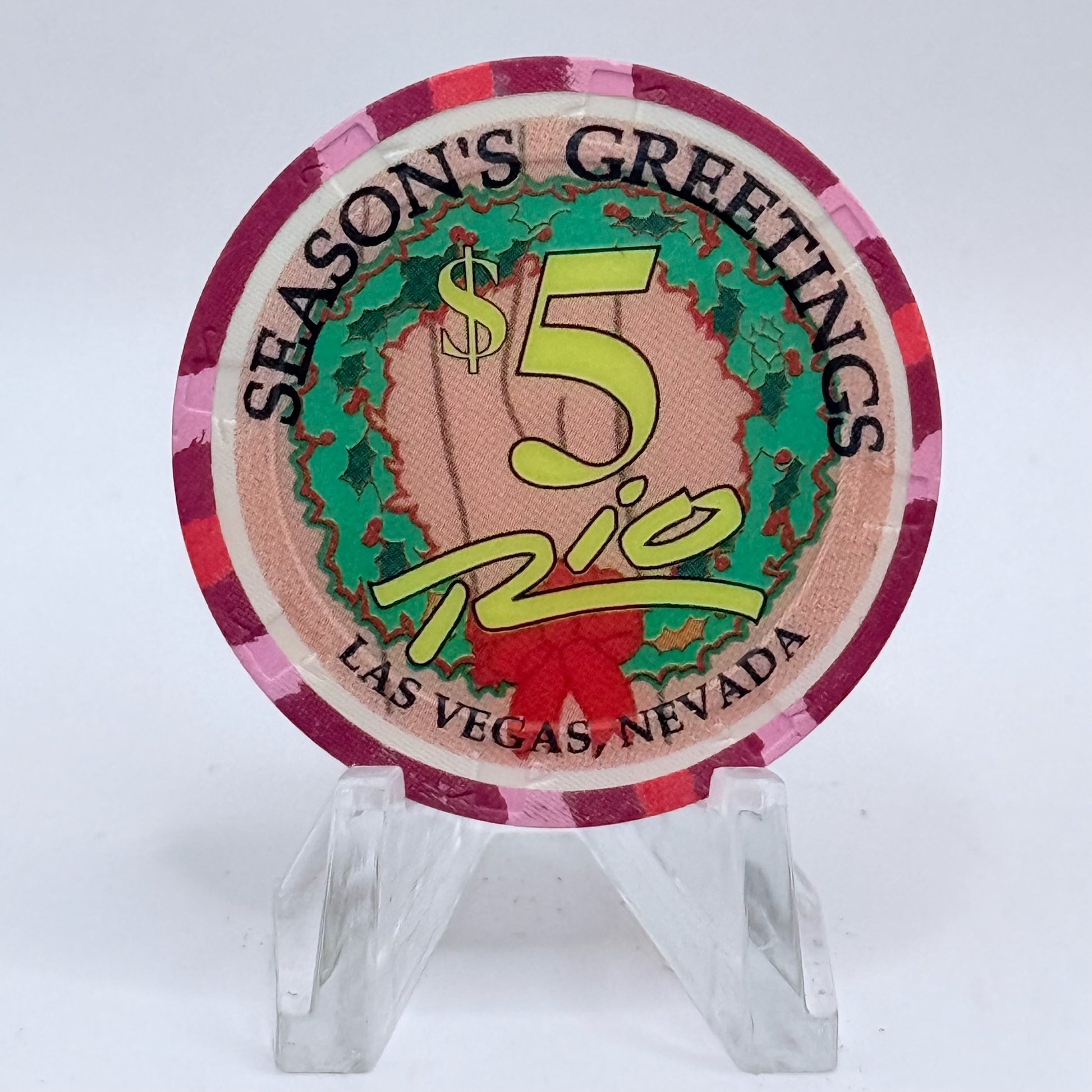 Rio Las Vegas Nevada 2003 'Five Golden Rings' Series 4 LE $5 Casino Chip E2305